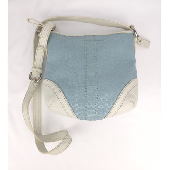Vintage Baby Blue Coach Crossbody Bag Purse Y2K Signature Mini 'C ' Monogram - Picture 15 of 15